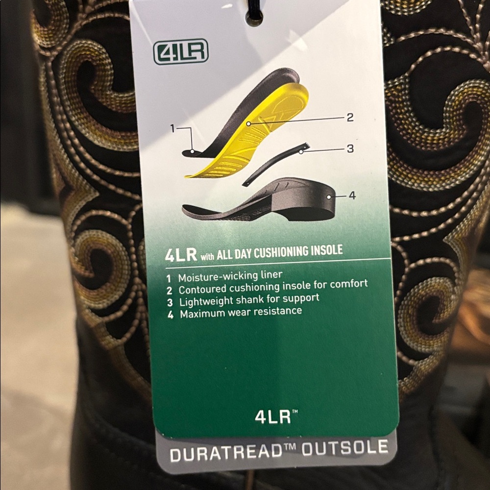 Ariat Round Up Square Toe Limousine Black 4LR technology,Duratread sole,stitch - Picture 12 of 14